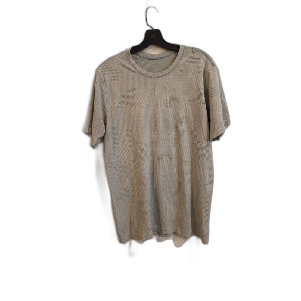 Lululemon mens light gray crewneck perforated workout short sleeve size large